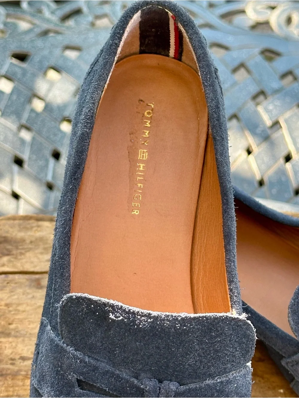 Tommy Hilfiger Navy Suede Tassel Loafers Womens Size 6.5